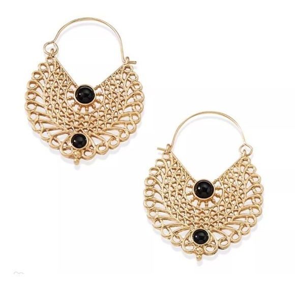 Park Lane Jewelry - Park Land Elegant Gold and Black Filigree Cypress Earrings